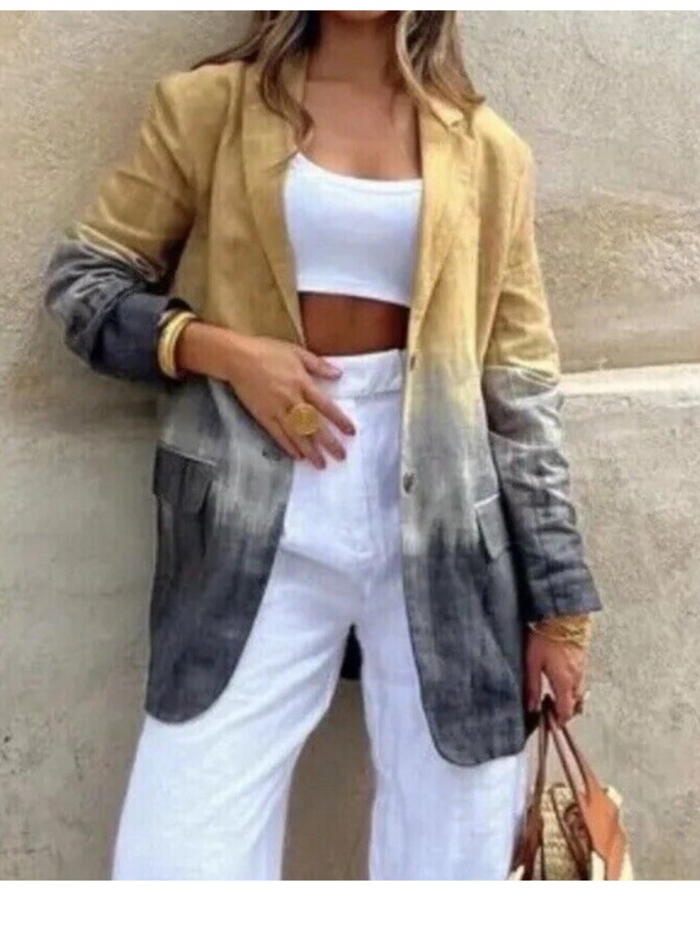 Zara Tie-dye Linen blend Blazer Size XL Influencer Favorite!